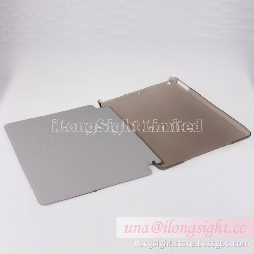 Five fold transparent frosted leather case for ipad air